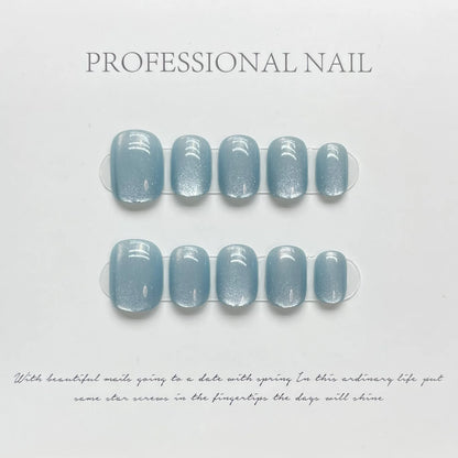 10pcs Pink Cat Eye Handmade Press on Nails Simple Fake Nails False Nail Artificial Nail Накладные Ногти Uñas Postizas Mujer 네일팁