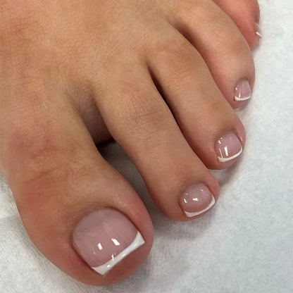 24Pcs Fake Toenails Solid Color Wearable Press on Toe Nails Summer Women DIY Artificial Manicure Short False Nails for Foot