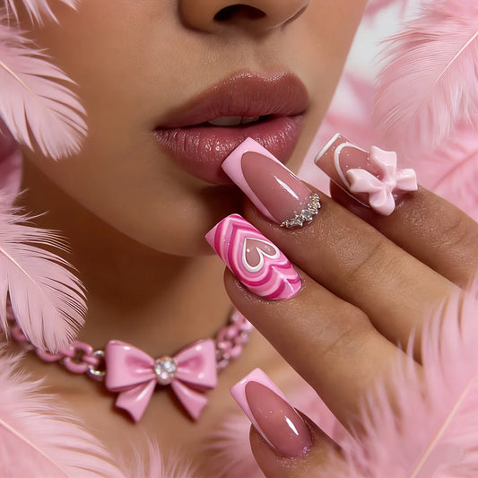 Y2K 10 PCS Medium Square Nail Stickers Elegant diamond and 3D three Affordable reusable fake nails