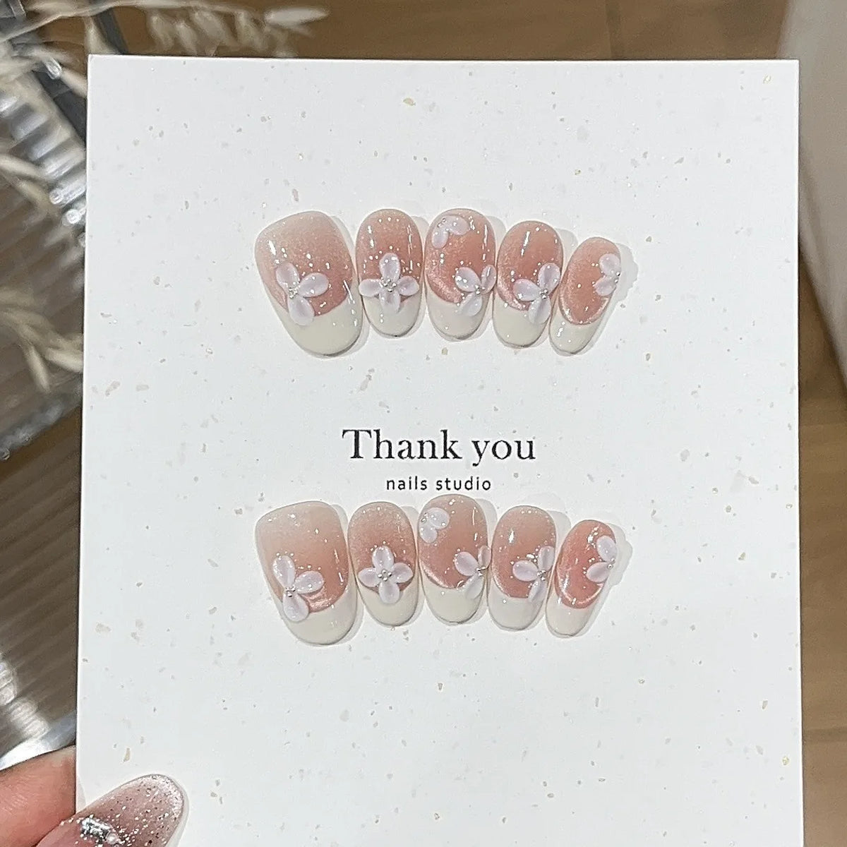 10Pcs 3D Flower Almond Handmade Press on Nails Fake Nails Wearable Stick-on Nails False Nail Uñas Postizas Накладные Ногти 네일팁