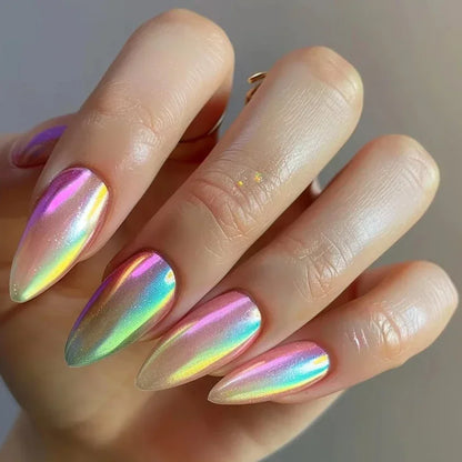 Eclipse – Black Pearl Glossy Almond Press-On Nails