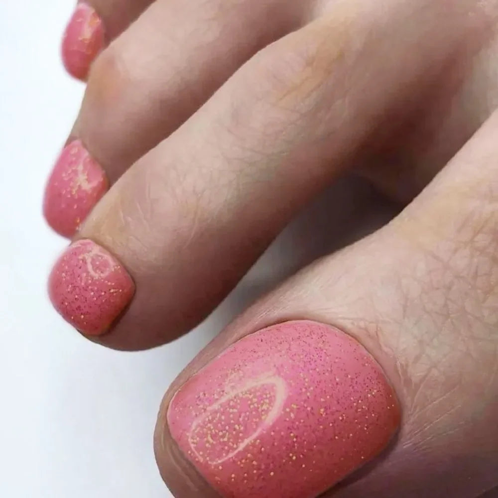 Wearable Manicure Fake Toenails Faux Fingernails Square Head Foot Nail Tips Short Length Full Cover False Toe Nails Women