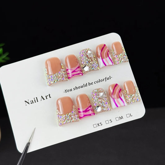10pcs high-end Luxurious retro style, hand-painted zebra pattern, three-dimensional stars, dazzling cluster of diamonds handmade