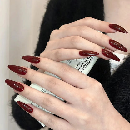 24pcs Chrome Press on Nails Gradient Nude Solid Color False Nails Removable Long Stiletto Fake Nails Minimalist Sweet Cool Nail
