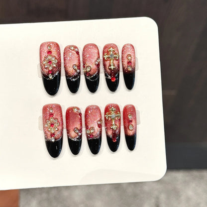 10PCS Oval Handmade Press On Nails,Luxury With A Touch Of Elegance,Suitable For Festivals Parties And Daily Wear.