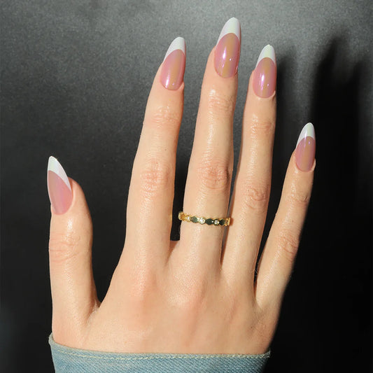 24Pcs Long Stiletto Fake Nails Spicy Girls Charm Manicure Pink Press On Nails Full Cover French False Nails Art for Women