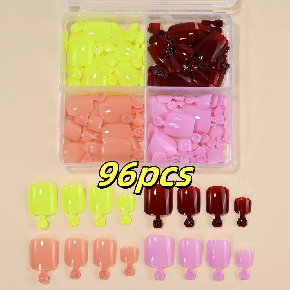 Cherry – Red Short French Press-On Toenails