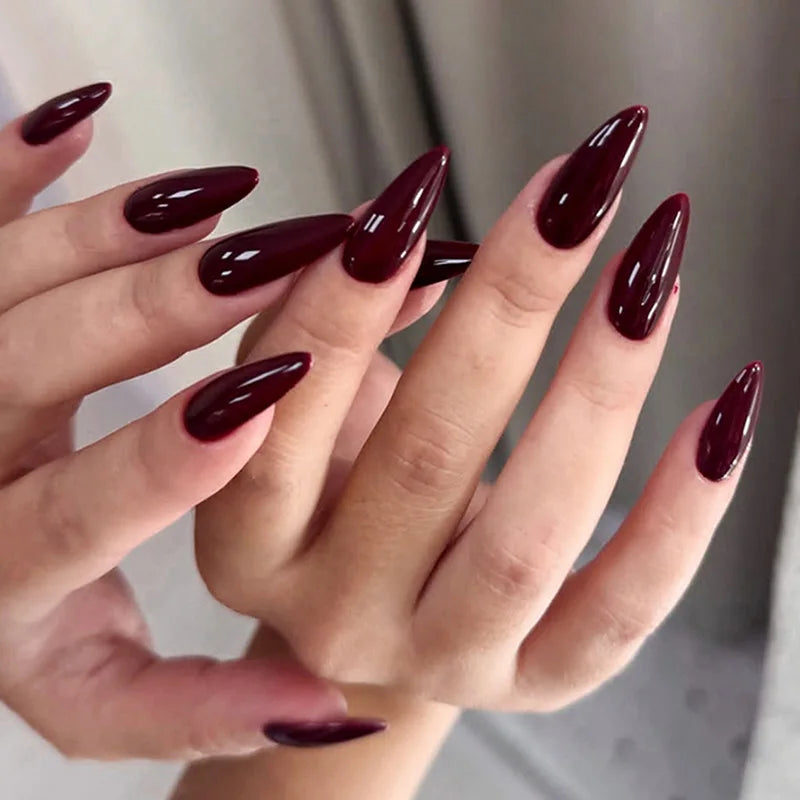 24pcs Aurora Nude Pink Press on Nails Almond Acrylic Simple Fake Nails with Gradient Design Nail Chrome Solid Color False Nails