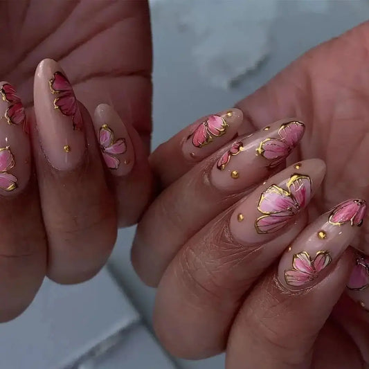 Cute Little Flowers Nude Color Nail Art Simple ins Style False Nails Detachable Finished Fake Nails Press on Nails with Glue
