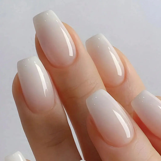 24pcs Instantly Upgrade Your Look With Pink and white gradient false nail set 1pc Nail File & 1Nail Glue Sticker Kit Nails