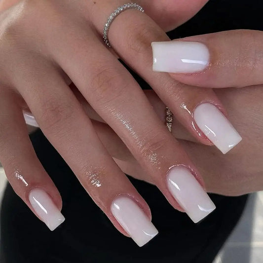 ARTAUG 24PCS Press On Nails Medium White Square Press On Nails Sweet Press On Nails Korean Press On Nails