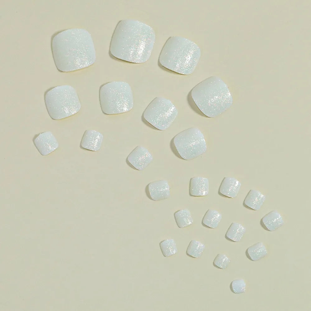 Wearable Manicure Fake Toenails Faux Fingernails Square Head Foot Nail Tips Short Length Full Cover False Toe Nails Women