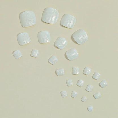 Wearable Manicure Fake Toenails Faux Fingernails Square Head Foot Nail Tips Short Length Full Cover False Toe Nails Women