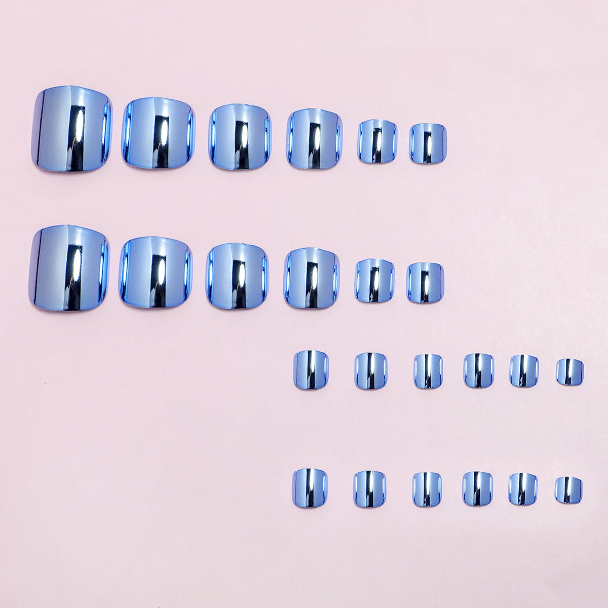 24 pcs Glossy Gold Silver Metallic Mirror Press On Chrome Toenails Short Square Fake Toenails for Women and Girls