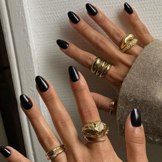 ARTAUG 24PCS Press-Method Oval False Nails In Solid Color Design, Reusable Acrylic False Nails, Fully Covered Acrylic False Nail