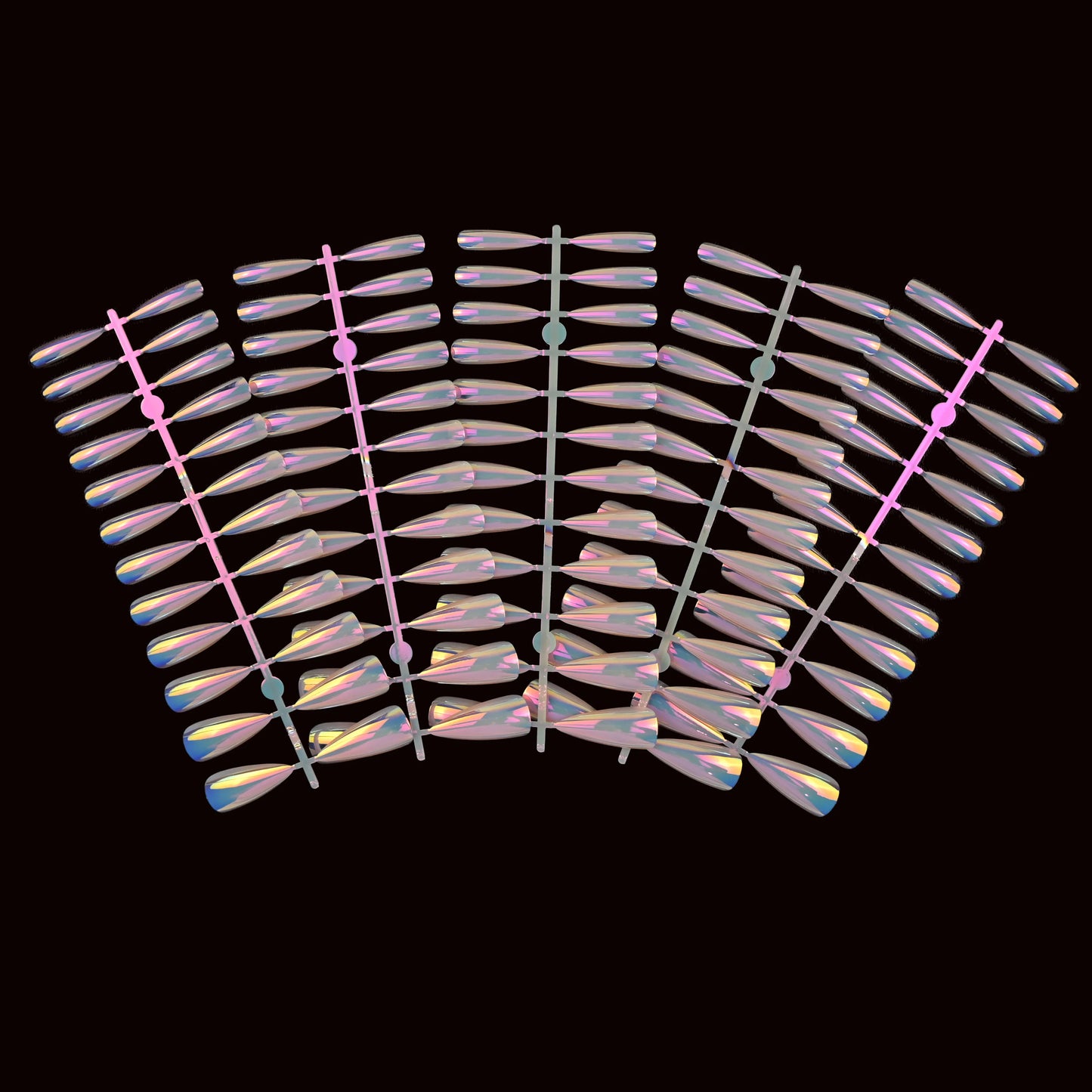 120Pcs extra long pink electroplated stiletto press-on nails, glossy texture, detachable design, easily upgrade your nail style,