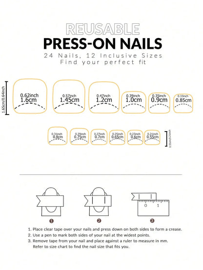 24PCS Short Square Cat Eye Fake Toe Nail Press Smooth Shiny Acrylic Nail Full Coverage Women's Nail Decoration Nail Art