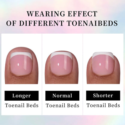 120Tips/bag French Nude Pink Press On Toe Nail Full Cover White Edge Design Acrylic False Toenail Tips Summer Toe Nail Art Decor