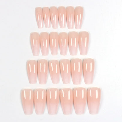 24pcs Instantly Upgrade Your Look With Pink and white gradient false nail set 1pc Nail File & 1Nail Glue Sticker Kit Nails