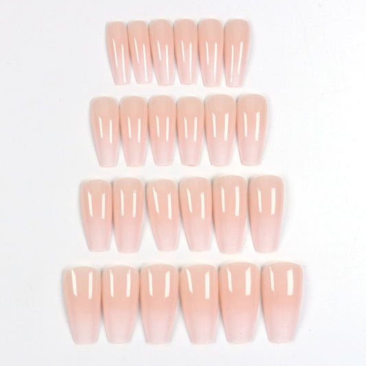 24pcs Instantly Upgrade Your Look With Pink and white gradient false nail set 1pc Nail File & 1Nail Glue Sticker Kit Nails