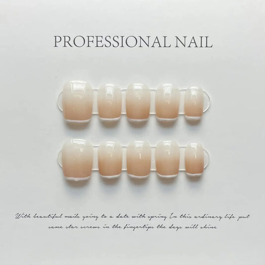 10Pcs Short Simple Nude Handmade Press On Nails French Wearable False Nails Ballerina Full Cover Decoration Fake Nails Tips Art