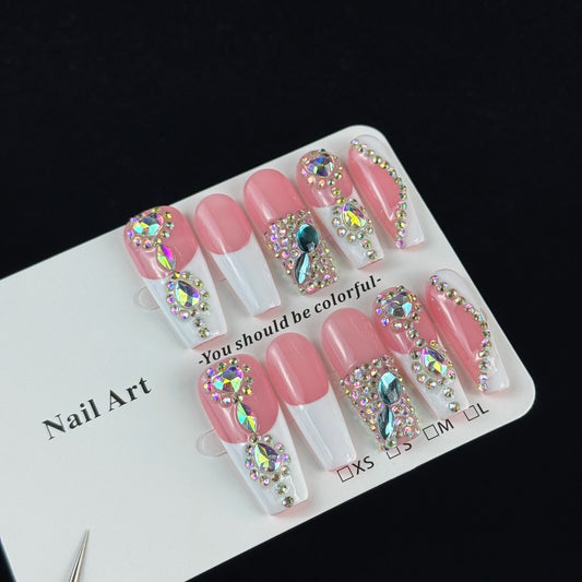 10pcs high-end Sweet and girlish style, hand-painted three-dimensional heart-shaped diamond, sparkling pile diamond handmade