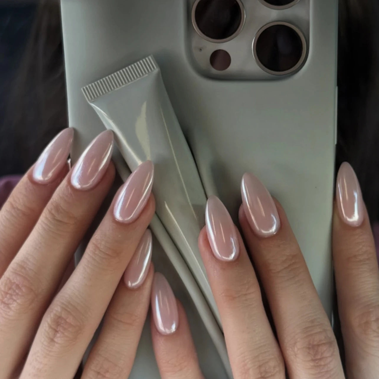 24pcs Long Almond Press on Nails Gold Bow Fake Nails Cherry Pattern False Nail Artificial Tips Накладные Ногти Uñas Postizas 네일팁