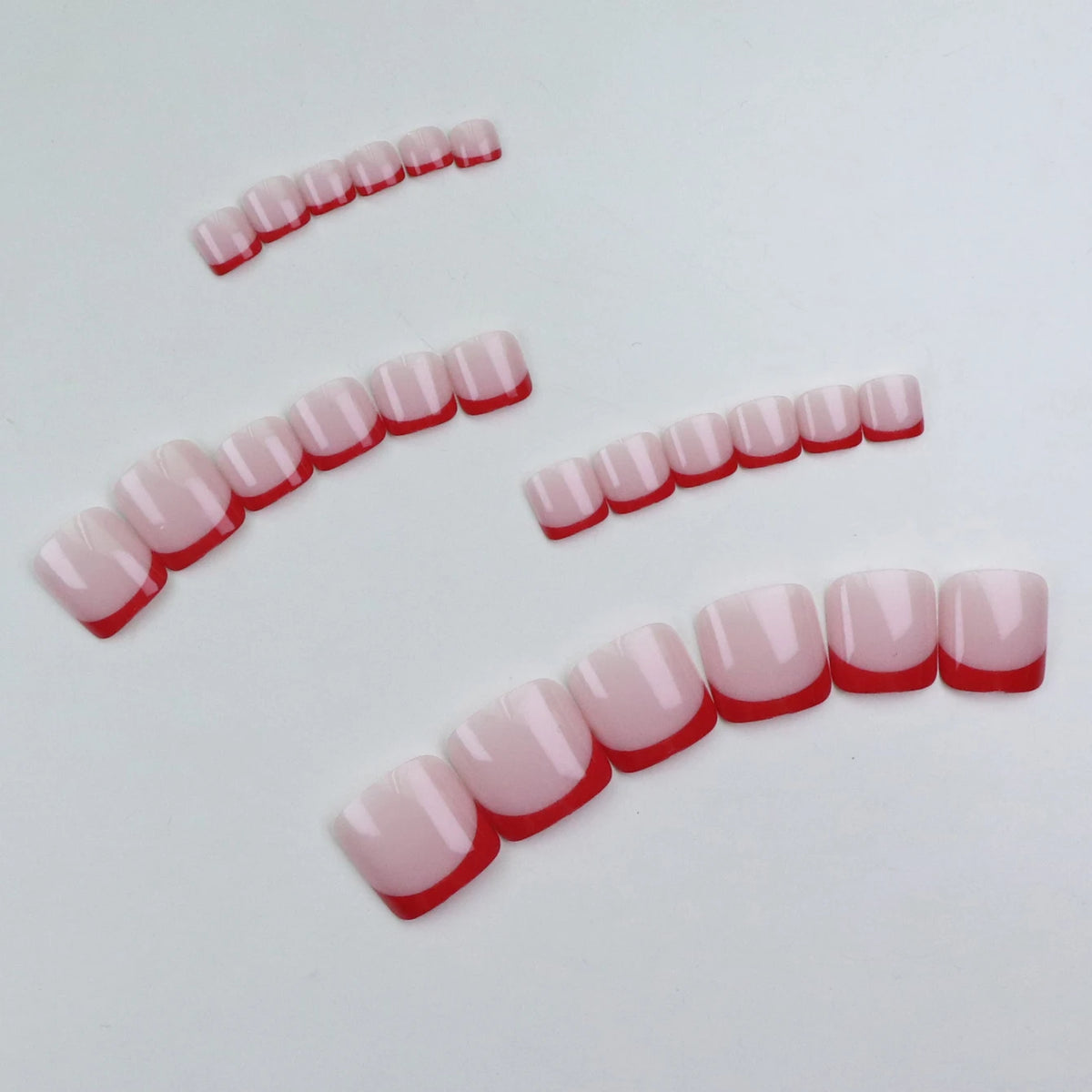 24pcs Instantly Upgrade Your Look With Red-edged Full-coverage False Toe Set 1pc Nail File & 1Nail Glue Sticker Kit Nails