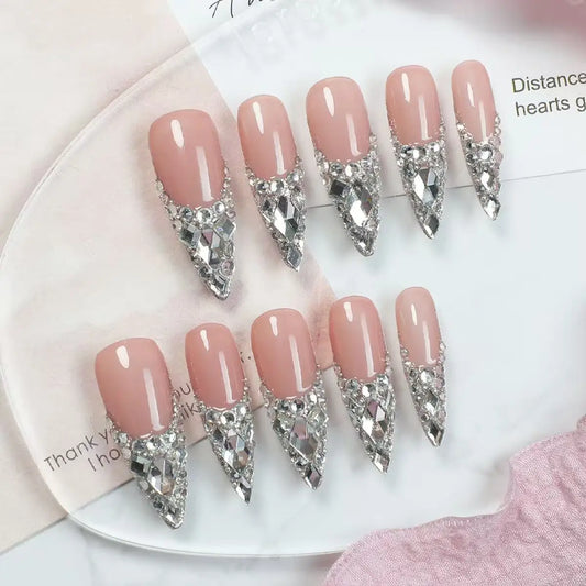 10pcs high-end Luxurious and elegant style, hand-painted three-dimensional square diamonds, dazzling full of diamonds handmade