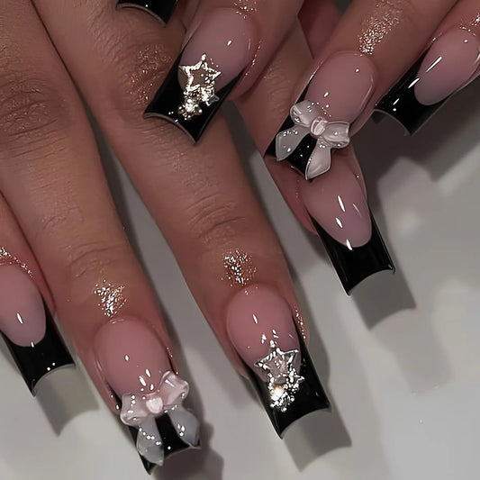 24Pcs French Solid Color Medium Length Coffin Nail Simple Design Dark Wearing Ballet Fake Nails Versatile Reusable Fashion Nails