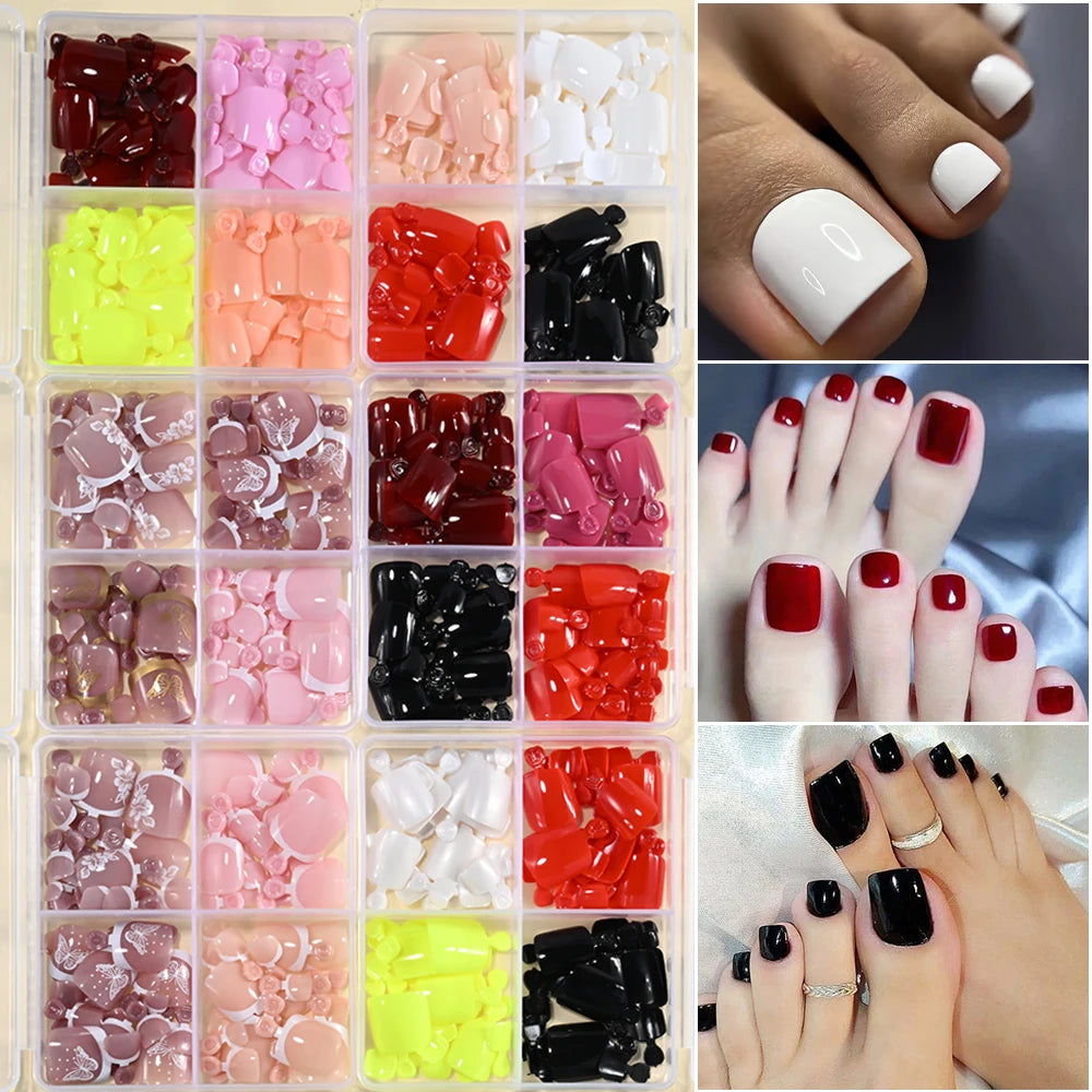 Cherry – Red Short French Press-On Toenails