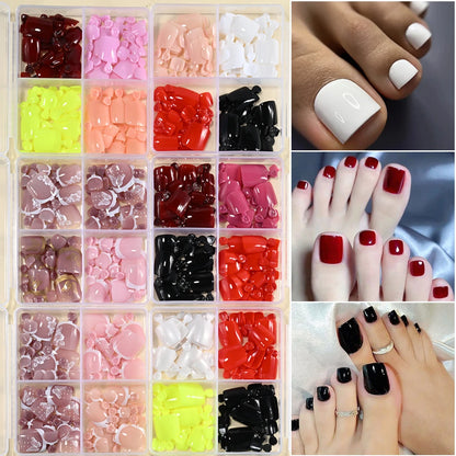 Cherry – Red Short French Press-On Toenails