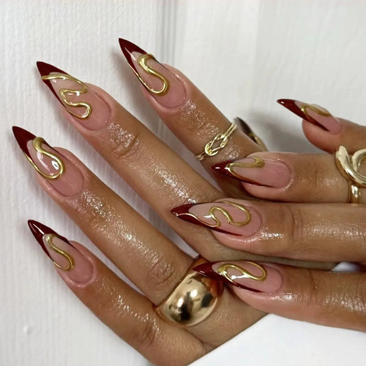 24Pcs Long Stiletto Fake Nails Yellow French Flower with Design Press on False Nails Detachable Artificial Full Cover Nails Tips