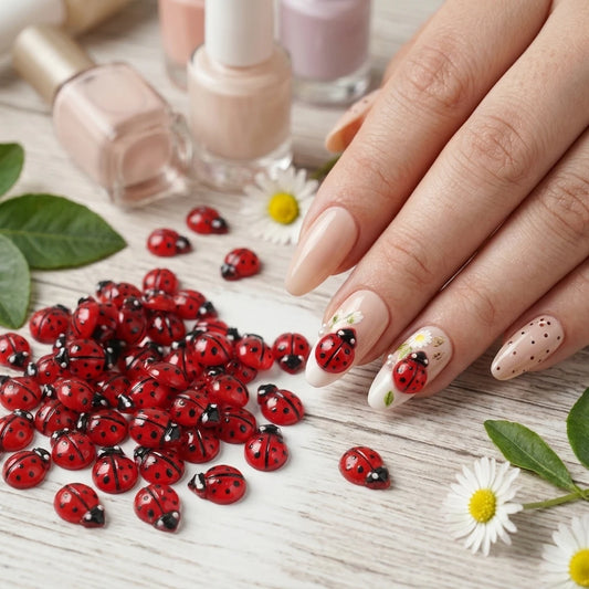 50/100pcs Cute Cartoon Ladybug Nail Charms Resin Insect Flatback Seven-Spotted Ladybug Summer Insects DIY Nail Art Decorations
