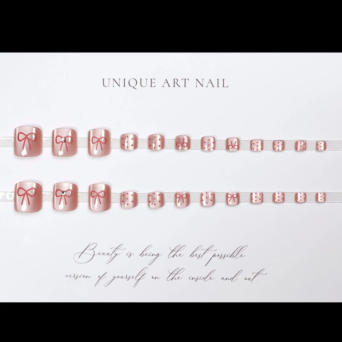 24pcs Light Pink Cat's Eye Press On Nails For Foot Simple Red Wave Point Decor False Toenails Korean Style Summer Fake Toenail