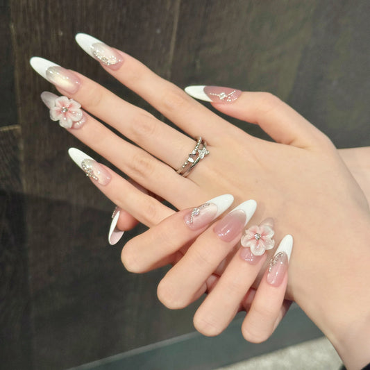 10PCS Square/Long Oval Handmade Press On Nails,Stereo Carved Cat's Eye French,Suitable For Festivals Parties And Daily Wear.