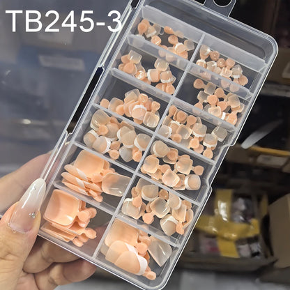 216/120Pcs Nude Pink French Toenails Fake Nails, 6 Sizes Solid Colors Short Square False Nails, French Manicure Fake Toe Nails#