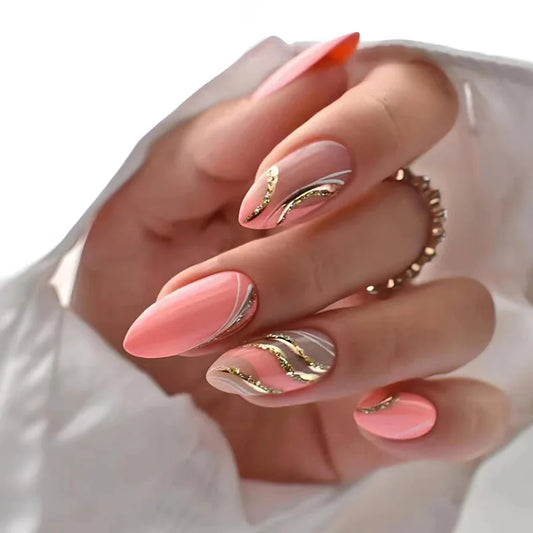 24pcs Leopard Print Design False Nail Flower White French Almond Press on Nails Sets Reusable Rhinestone Design Fake Nail Tips