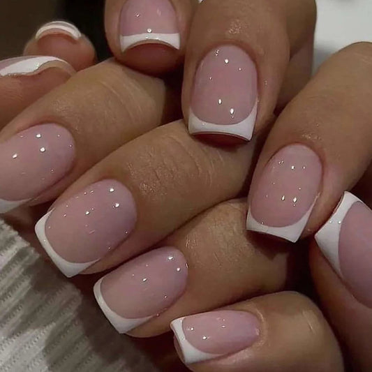 24 PCs Short French Minimalist Nails with 1 Jelly and 1 Nail File