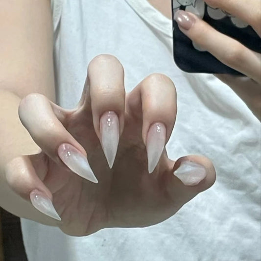 New Handmade Long Dragon Shape Claw Press on Nails Short Cat Claws Acrylic False Nail Stickers Rhinestone Fake Nail with Glue