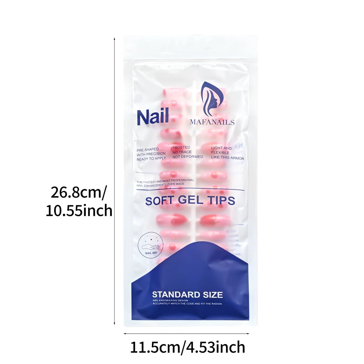 150Pcs Ombre Pink Apple Soft Gel Fake Nail Tips Star Polka Dot Print Almond Press On Nails Summer Fruit Theme False Fingernails