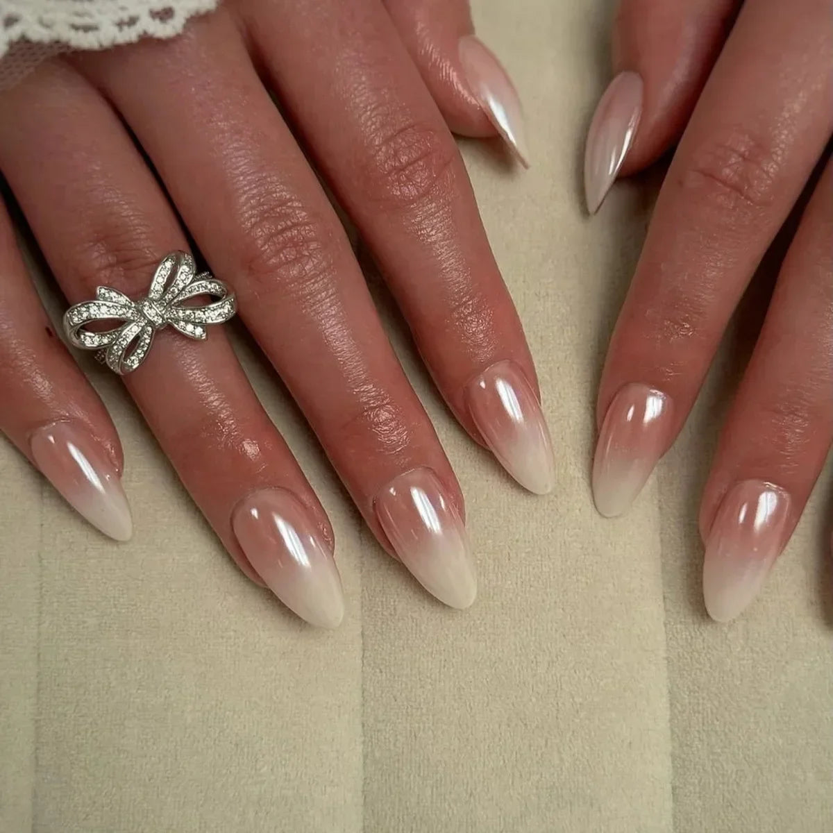 Eclipse – Black Pearl Glossy Almond Press-On Nails