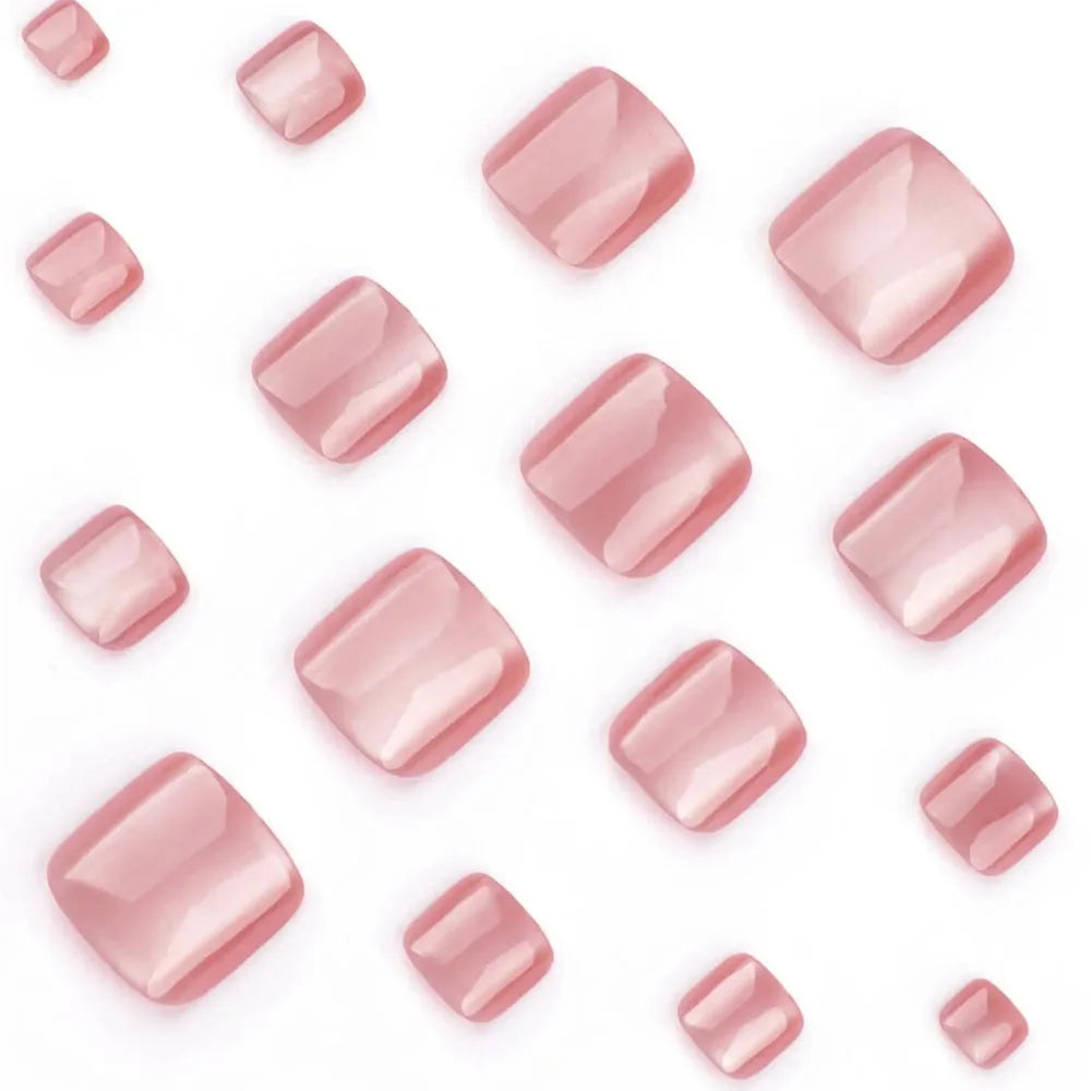 96pcs/Box 4Colors Cat Eye Press-On Toenails French Short Square Press-on Toenail Design Full Cover for Wearing Feet Nail Supplie