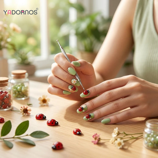 50/100pcs Cute Cartoon Ladybug Nail Charms Resin Insect Flatback Seven-Spotted Ladybug Summer Insects DIY Nail Art Decorations