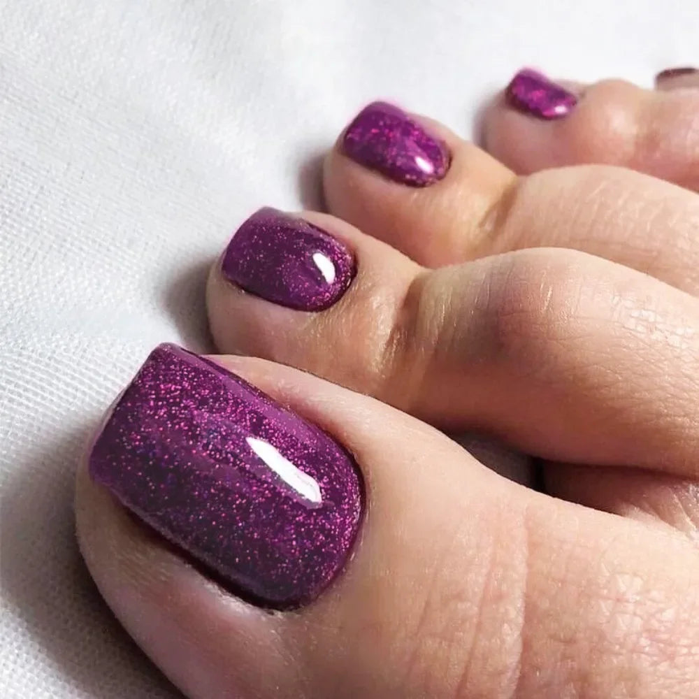 Wearable Manicure Fake Toenails Faux Fingernails Square Head Foot Nail Tips Short Length Full Cover False Toe Nails Women