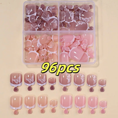 Cherry – Red Short French Press-On Toenails