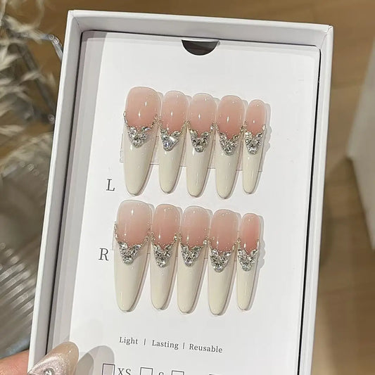 10pcs high-end Pure desire style, light luxury and high-end feel, exquisite white stone splicing and pile diamond handmade