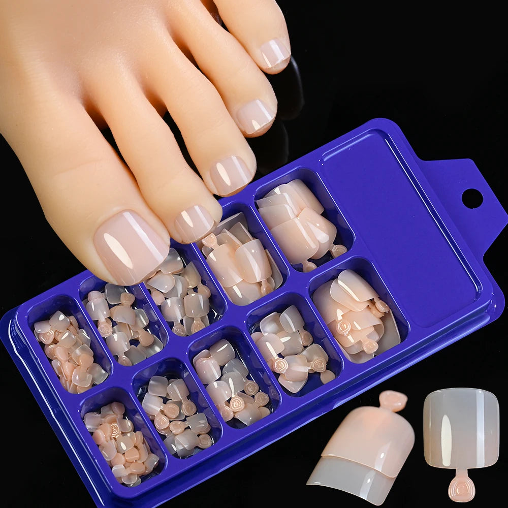 120Pcs Nude Pink Short Square Press On Toenails Natural -Solid Color Soft Gel Fake Toenails 12 Sizes Full Cover False Toe Nail