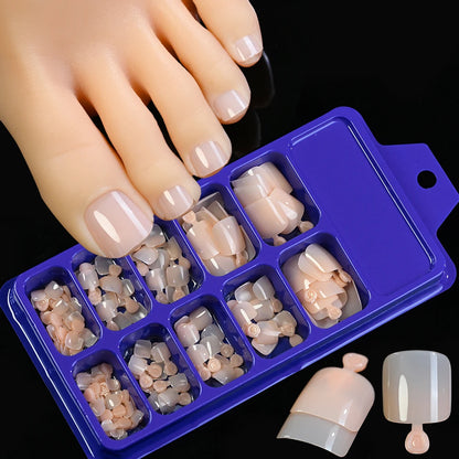 120Pcs Nude Pink Short Square Press On Toenails Natural -Solid Color Soft Gel Fake Toenails 12 Sizes Full Cover False Toe Nail