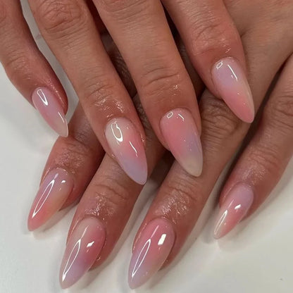 Eclipse – Black Pearl Glossy Almond Press-On Nails